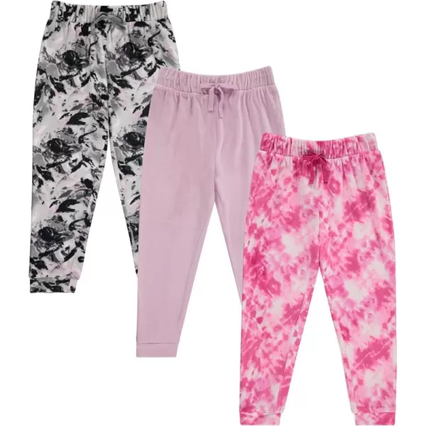 BTween Girl's 3-Pack Velour Jogger Pant Set - Solid, Tie Dye or Camo Sweatpants for Girls