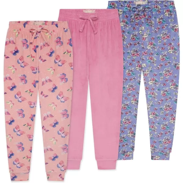 BTween Girl's 3-Pack Velour Jogger Pant Set - Solid, Tie Dye or Camo Sweatpants for Girls