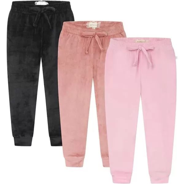 BTween Girl's 3-Pack Velour Jogger Pant Set - Solid, Tie Dye or Camo Sweatpants for Girls