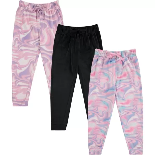 BTween Girl's 3-Pack Velour Jogger Pant Set - Solid, Tie Dye or Camo Sweatpants for Girls