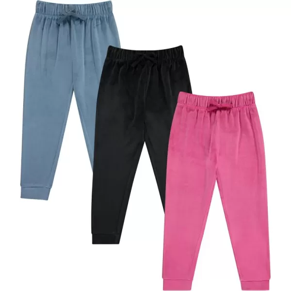 BTween Girl's 3-Pack Velour Jogger Pant Set - Solid, Tie Dye or Camo Sweatpants for Girls