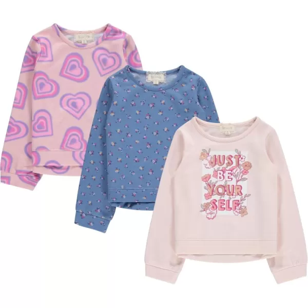 BTween Girls 3 Piece Long Sleeve Crew Neck Pullovers, Fleece Sweatshirt for Youth Kids