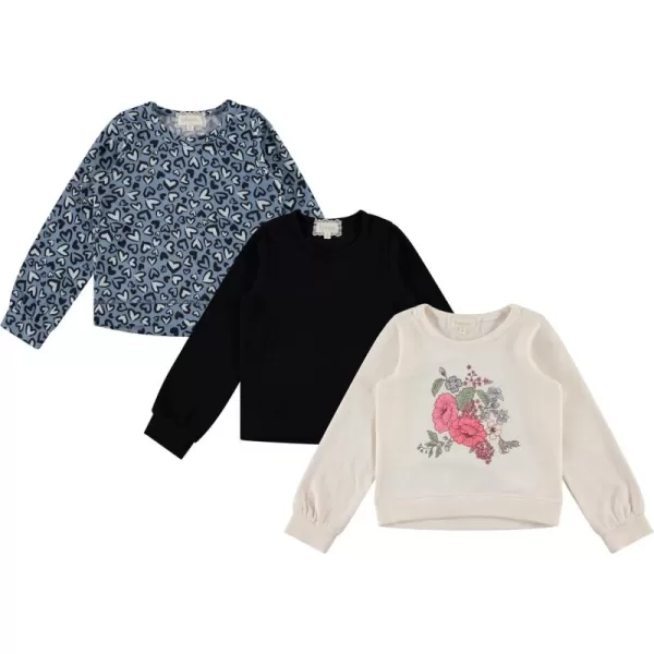 BTween Girls 3 Piece Long Sleeve Crew Neck Pullovers, Fleece Sweatshirt for Youth Kids