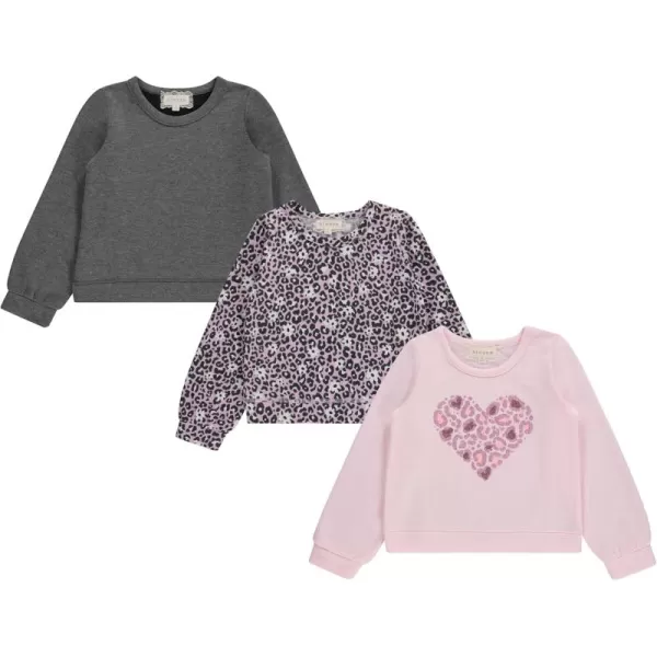 BTween Girls 3 Piece Long Sleeve Crew Neck Pullovers, Fleece Sweatshirt for Youth Kids