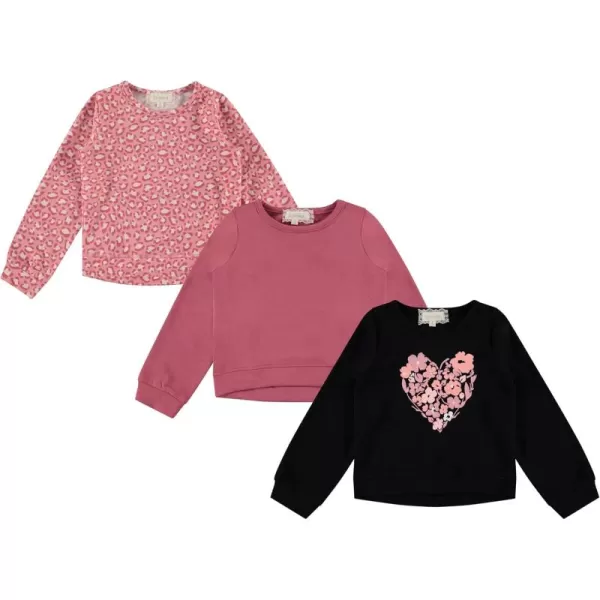 BTween Girls 3 Piece Long Sleeve Crew Neck Pullovers, Fleece Sweatshirt for Youth Kids