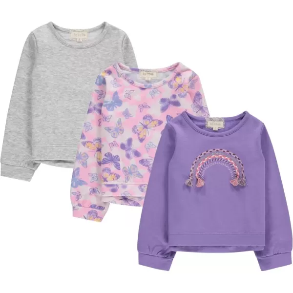 BTween Girls 3 Piece Long Sleeve Crew Neck Pullovers, Fleece Sweatshirt for Youth Kids
