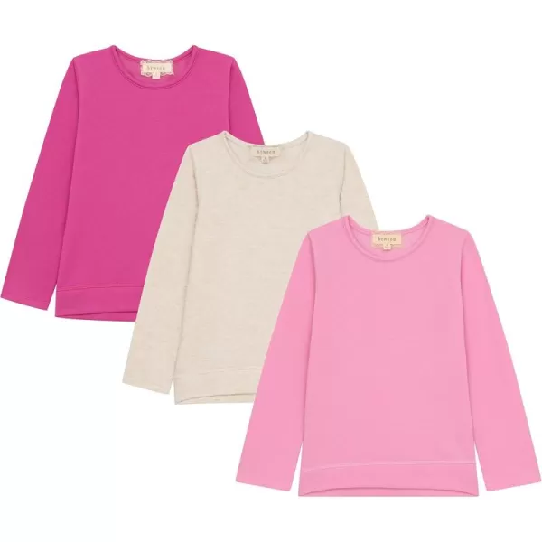 BTween Girls 3 Piece Long Sleeve Crew Neck Pullovers, Fleece Sweatshirt for Youth Kids