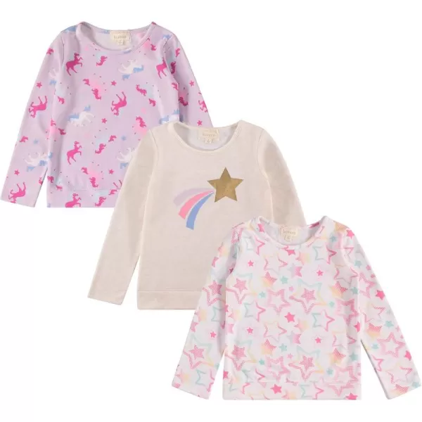 BTween Girls 3 Piece Long Sleeve Crew Neck Pullovers, Fleece Sweatshirt for Youth Kids