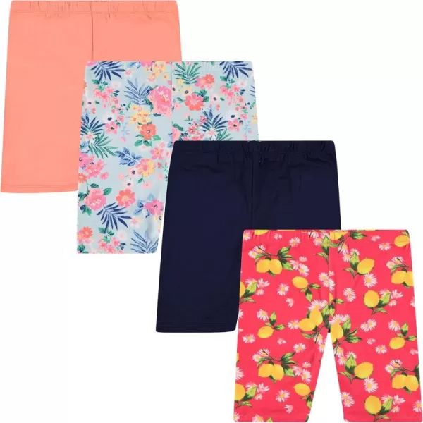 BTween Girls 4 Pack Athletic Bike Shorts, Fashion Short, Workout Clothes for Girls