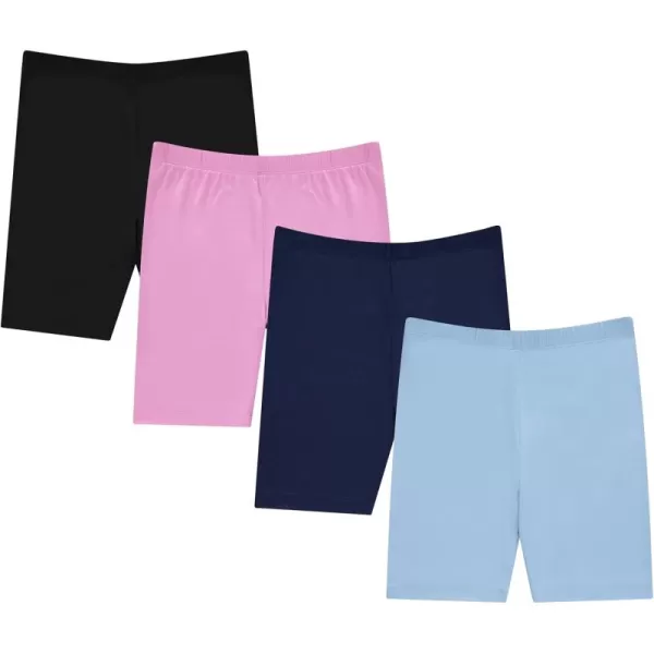 BTween Girls 4 Pack Athletic Bike Shorts, Fashion Short, Workout Clothes for Girls