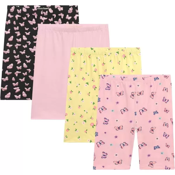 BTween Girls 4 Pack Athletic Bike Shorts, Fashion Short, Workout Clothes for Girls