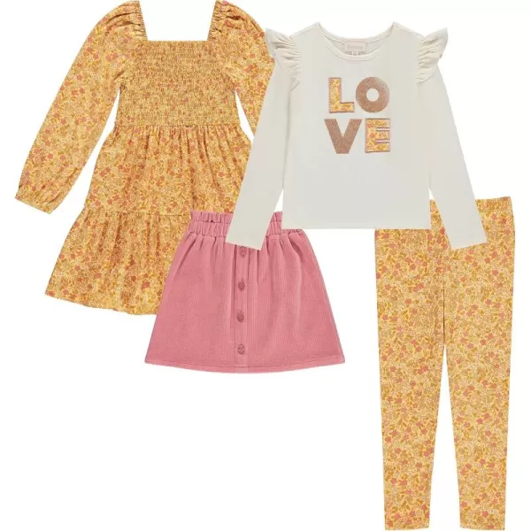 BTween Girls' 4-Pack Fall Outfit: Dress, Skirt, Tee, Leggings, Cotton Blend, Sizes 4-12