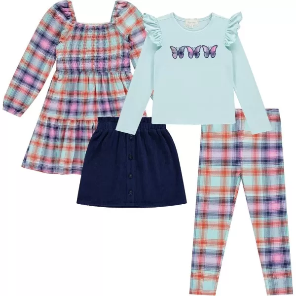 BTween Girls' 4-Pack Fall Outfit: Dress, Skirt, Tee, Leggings, Cotton Blend, Sizes 4-12
