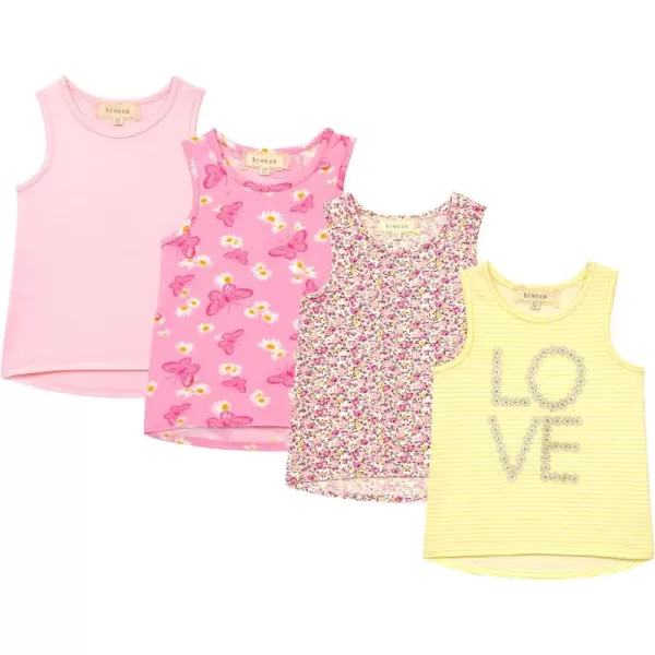 BTween Girls 4 Pack Fashion Summer Tank Top Cotton Blend Clothes Set - Mixed Colors
