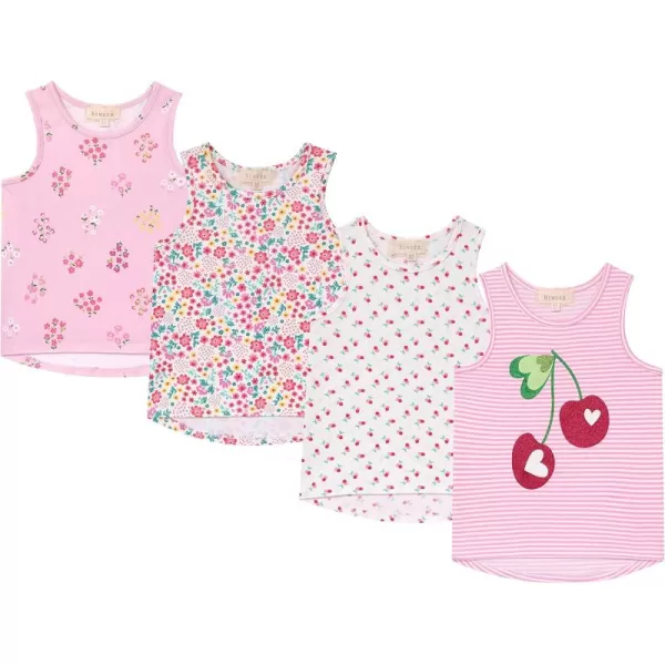 BTween Girls 4 Pack Fashion Summer Tank Top Cotton Blend Clothes Set - Mixed Colors