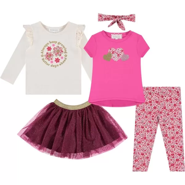 BTween Girls' 4-Piece Outfit Set - Stylish, Fun, and Versatile - Includes Tops, Skirt, and Leggings