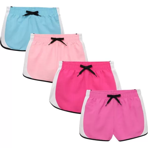 BTween Girls 4-Piece Summer Shorts | Performance Dolphin Shorts | Sports Running Shorts for Kids - Assorted Colors