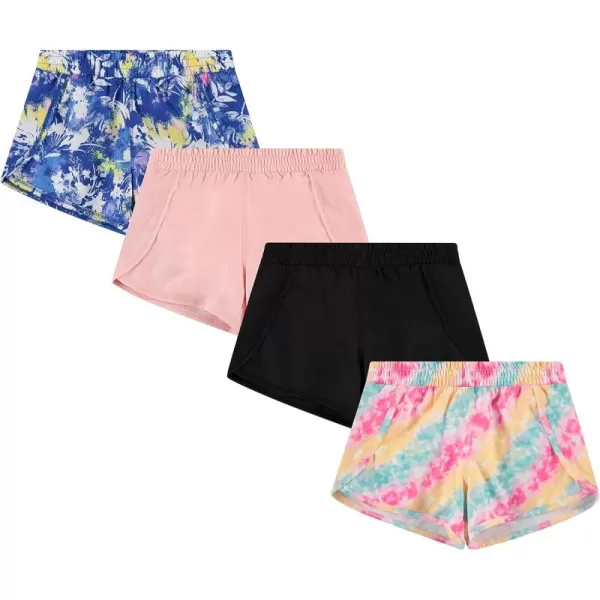 BTween Girls 4-Piece Summer Shorts | Performance Dolphin Shorts | Sports Running Shorts for Kids - Assorted Colors