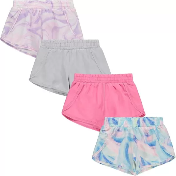 BTween Girls 4-Piece Summer Shorts | Performance Dolphin Shorts | Sports Running Shorts for Kids - Assorted Colors