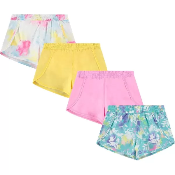 BTween Girls 4-Piece Summer Shorts | Performance Dolphin Shorts | Sports Running Shorts for Kids - Assorted Colors
