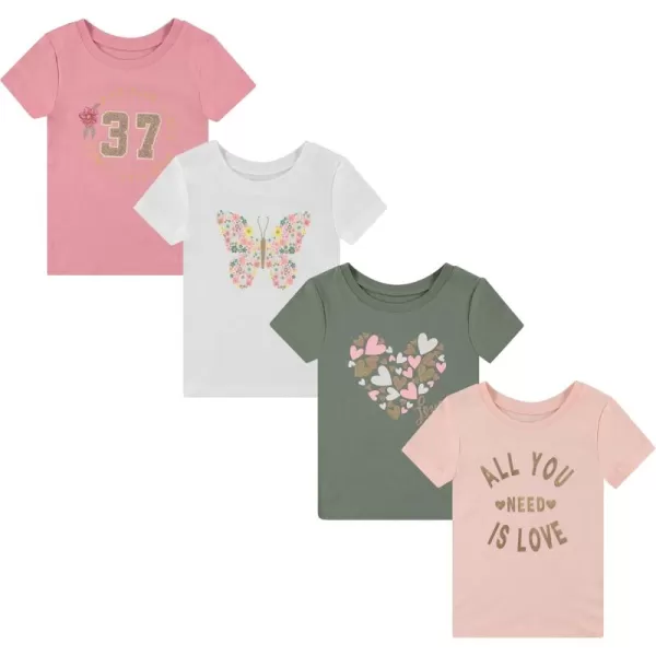 BTween Girls 4-Piece Summer Tops | Fashionable Short Sleeve T-Shirt | Casual Daily Shirt for Kids - Assorted Colors