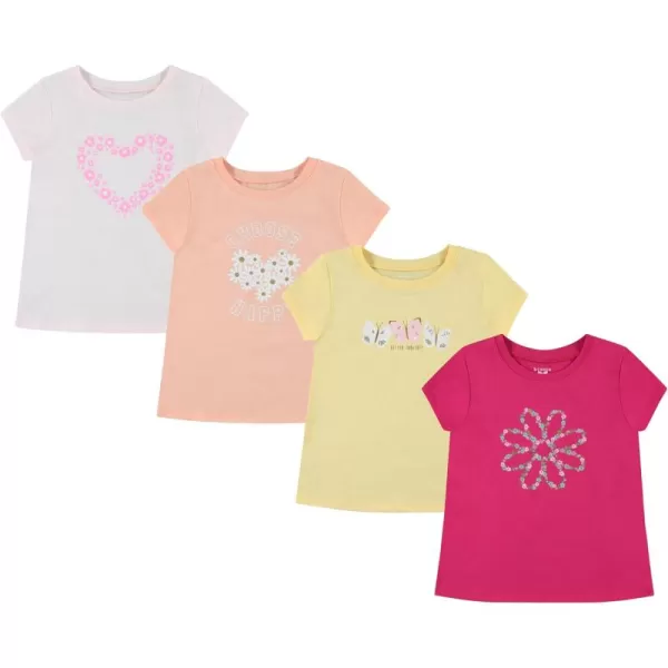 BTween Girls 4-Piece Summer Tops | Fashionable Short Sleeve T-Shirt | Casual Daily Shirt for Kids - Assorted Colors