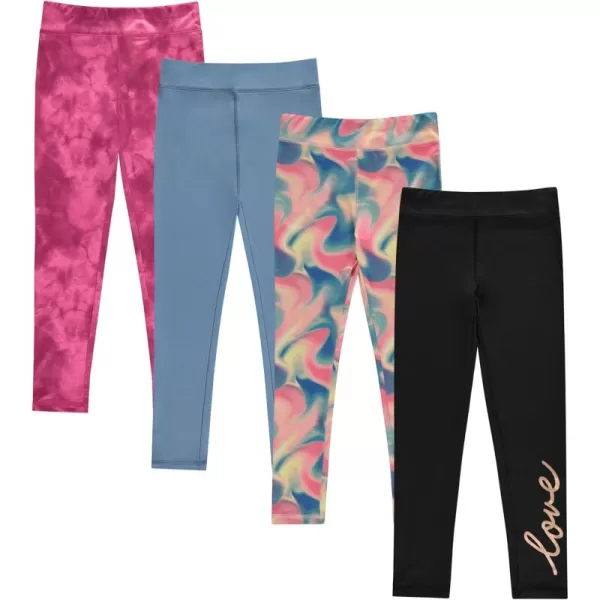 BTween Girls’ 4 pack Leggings Set, Exercise, Sports Tights with Wide Waistband for Girls