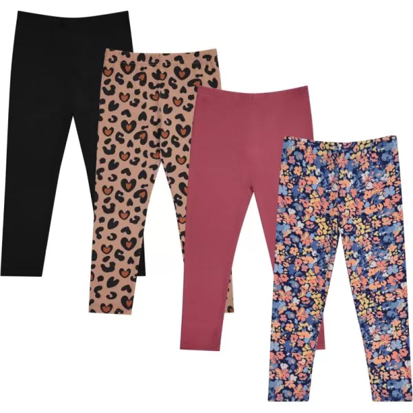 BTween Girls’ 4 pack Leggings Set, Exercise, Sports Tights with Wide Waistband for Girls