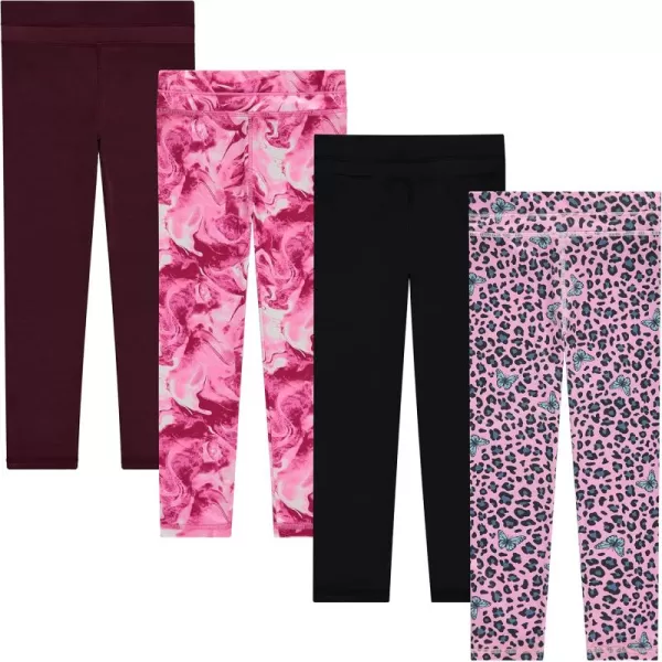 BTween Girls’ 4 pack Leggings Set, Exercise, Sports Tights with Wide Waistband for Girls
