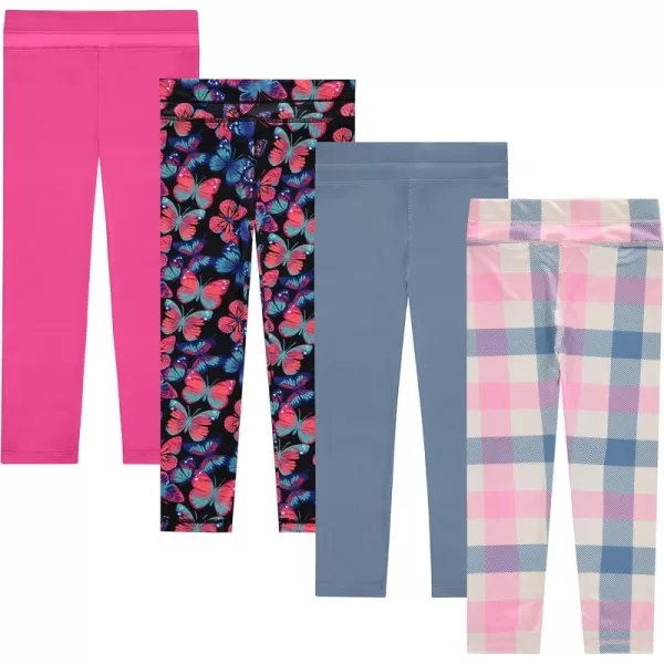 BTween Girls’ 4 pack Leggings Set, Exercise, Sports Tights with Wide Waistband for Girls