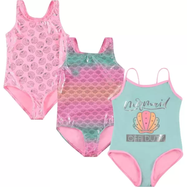 BTween Girls Multi Pack One Piece Swimwear - Unique Colors and Patterns, Sizes 4-16 for Kids and Toddlers