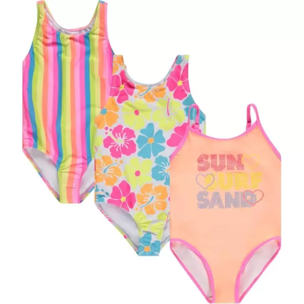 BTween Girls Multi Pack One Piece Swimwear - Unique Colors and Patterns, Sizes 4-16 for Kids and Toddlers