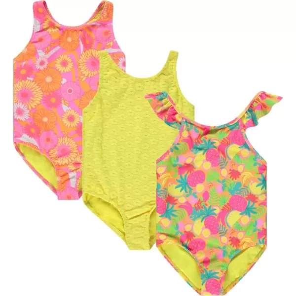 BTween Girls Multi Pack One Piece Swimwear - Unique Colors and Patterns, Sizes 4-16 for Kids and Toddlers