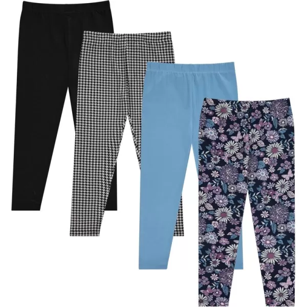 BTween Kids Girl's Fall Fashion Stretch Leggings Comfortable Bottoms Set- 4 Pack Bundle