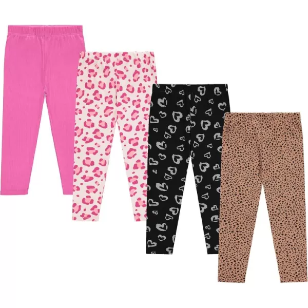 BTween Kids Girl's Fall Fashion Stretch Leggings Comfortable Bottoms Set- 4 Pack Bundle