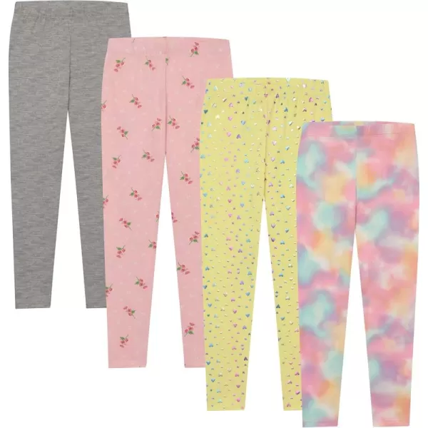 BTween Kids Girl's Fall Fashion Stretch Leggings Comfortable Bottoms Set- 4 Pack Bundle