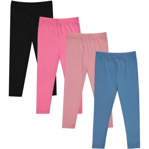 BTween Kids Girl's Fall Fashion Stretch Leggings Comfortable Bottoms Set- 4 Pack Bundle