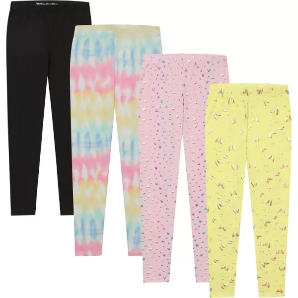 BTween Kids Girl's Fall Fashion Stretch Leggings Comfortable Bottoms Set- 4 Pack Bundle