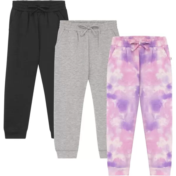 BTween Kids Girl's Fashion Stretch Waist Ultra Soft Jogger Pants Set - 3 Pack Bundle