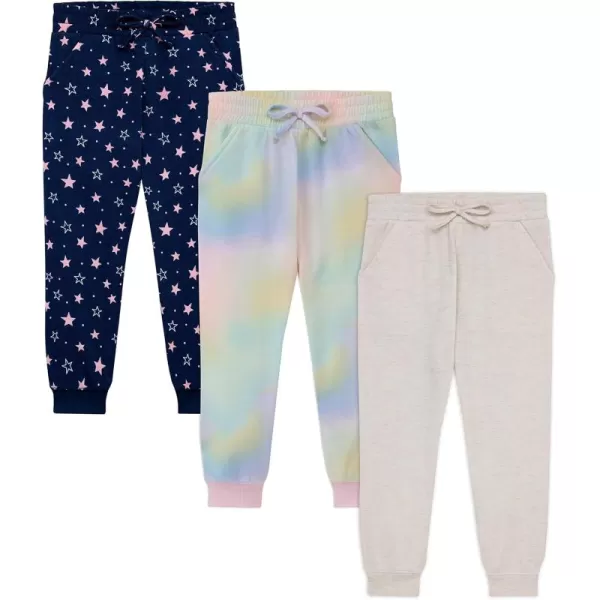 BTween Kids Girl's Fashion Stretch Waist Ultra Soft Jogger Pants Set - 3 Pack Bundle