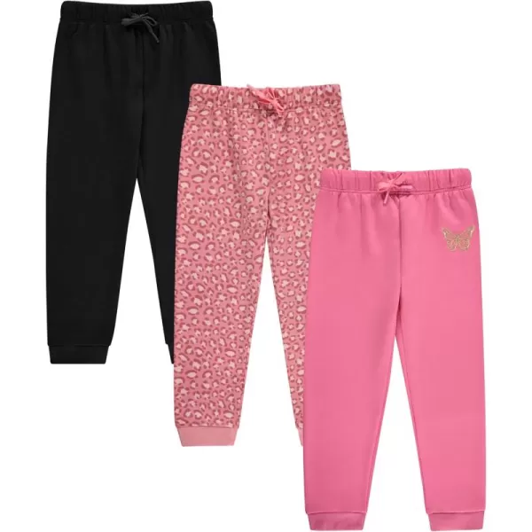BTween Kids Girl's Fashion Stretch Waist Ultra Soft Jogger Pants Set - 3 Pack Bundle