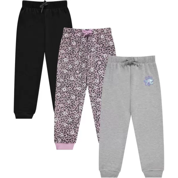 BTween Kids Girl's Fashion Stretch Waist Ultra Soft Jogger Pants Set - 3 Pack Bundle