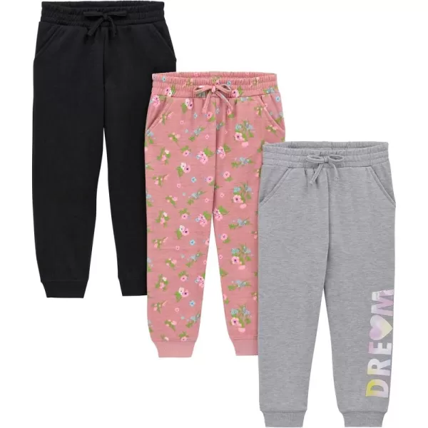 BTween Kids Girl's Fashion Stretch Waist Ultra Soft Jogger Pants Set - 3 Pack Bundle
