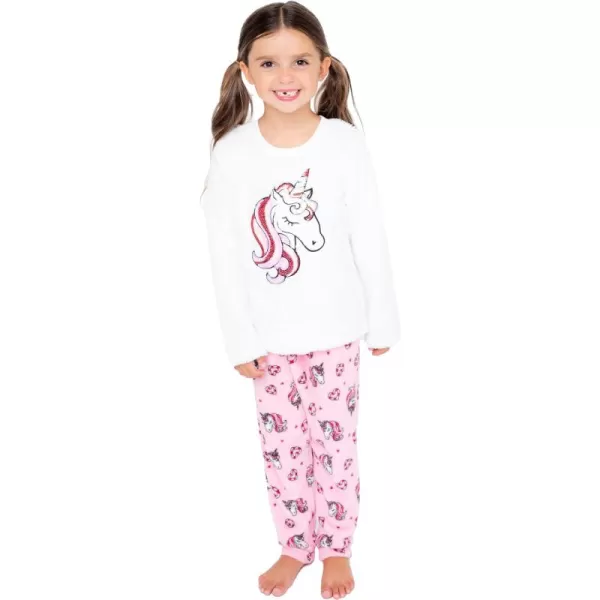 BTween Wooby Pajamas for Girls, Kids PJs with Plush Shirt &amp; Pants, Two Piece Animal Sleepwear Jammies, Unicorn or Fox Design