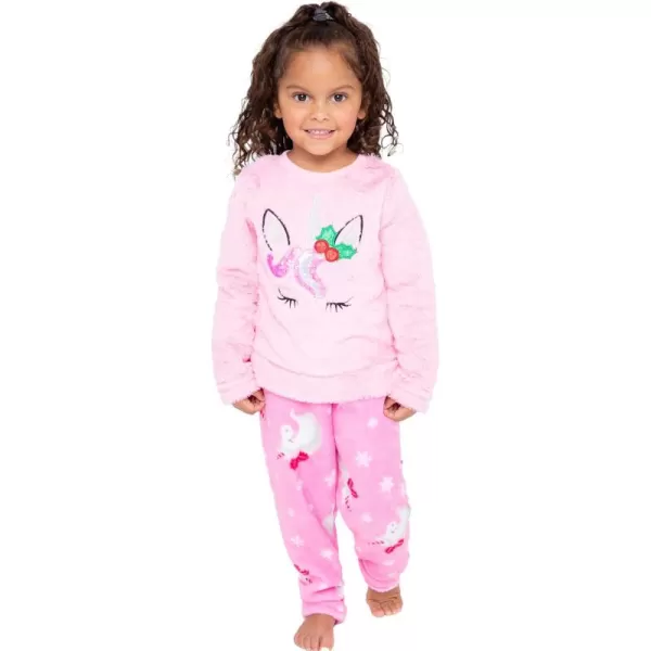 BTween Wooby Pajamas for Girls, Kids PJs with Plush Shirt &amp; Pants, Two Piece Animal Sleepwear Jammies, Unicorn or Fox Design