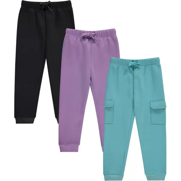 Girls' Jogger Pants Set - Comfortable, Stylish, and Durable - Pack of 3 with Drawstring