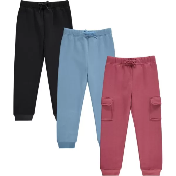 Girls' Jogger Pants Set - Comfortable, Stylish, and Durable - Pack of 3 with Drawstring