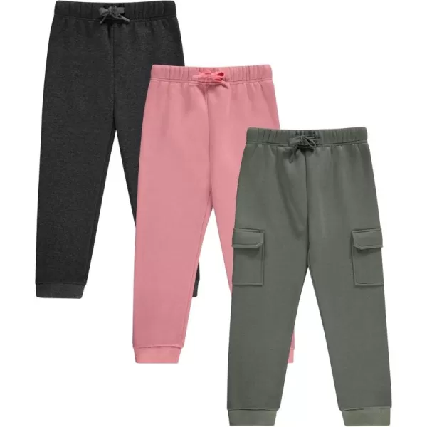 Girls' Jogger Pants Set - Comfortable, Stylish, and Durable - Pack of 3 with Drawstring
