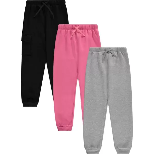 Girls' Jogger Pants Set - Comfortable, Stylish, and Durable - Pack of 3 with Drawstring