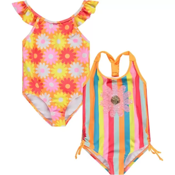 Kids Girls 2 Pack Bathing Suit, Childrens Printed Beach Swimwear